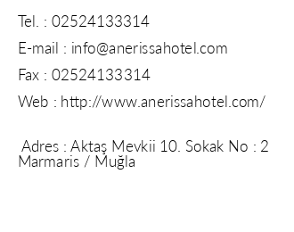 Anerissa Hotel iletiim bilgileri